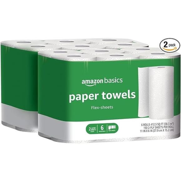 2-Ply Paper Towels,Flex-Sheets,150 Sheets per Roll,12 Rolls (2 Packs of 6),White - Picture 6 of 6